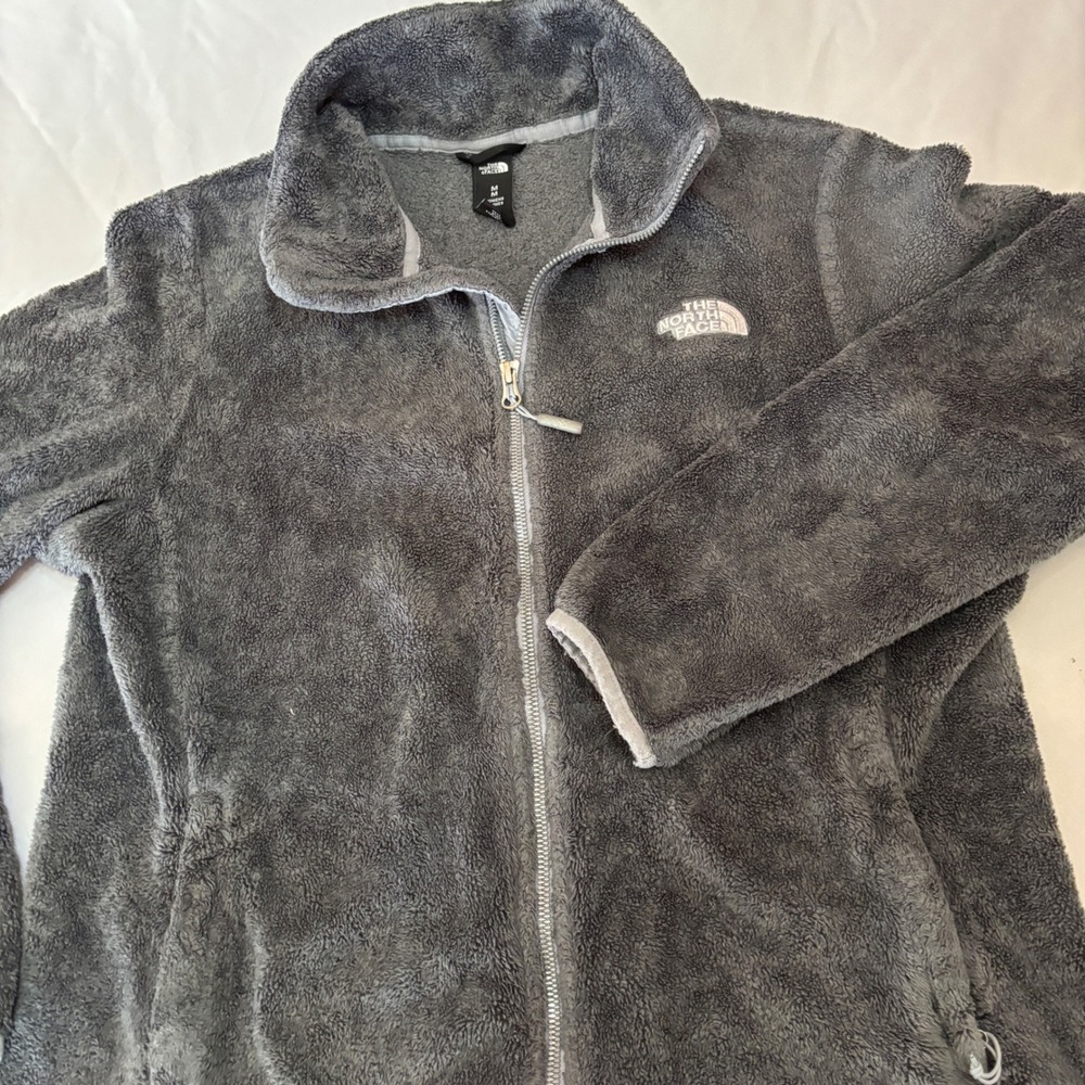 The North Face Osito Fleece Jacket Women Size M Gray Full Zip Soft Plush Coat
